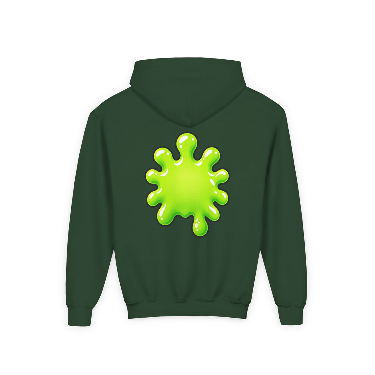 Youth Hoodie — Cute Kawaii Green Slime Splash Graphic