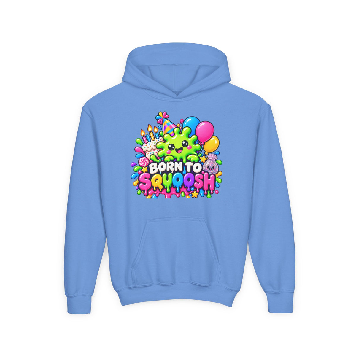 Youth Hoodie — "Born to Squoosh" Cute Slime Graphic
