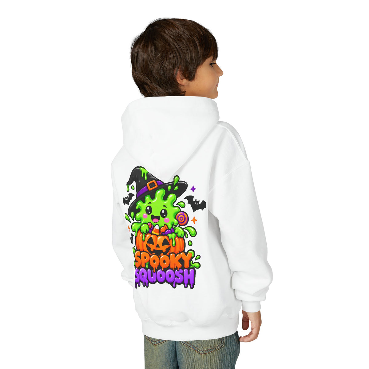Youth Hoodie — Cute Slime & Spooky Squoosh Halloween Graphic Pullover