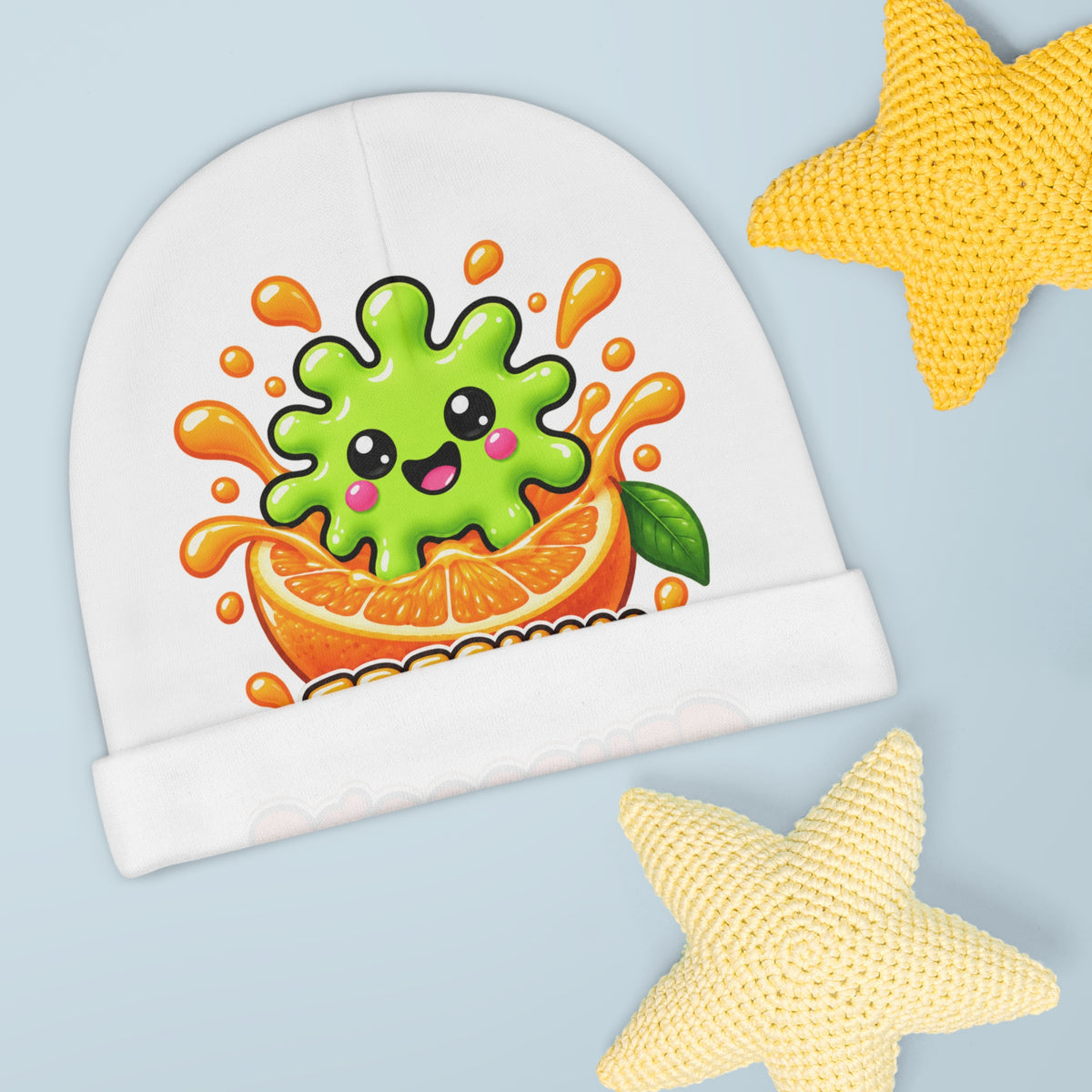 Baby Beanie — Freshly Squooshed Cute Orange Splash