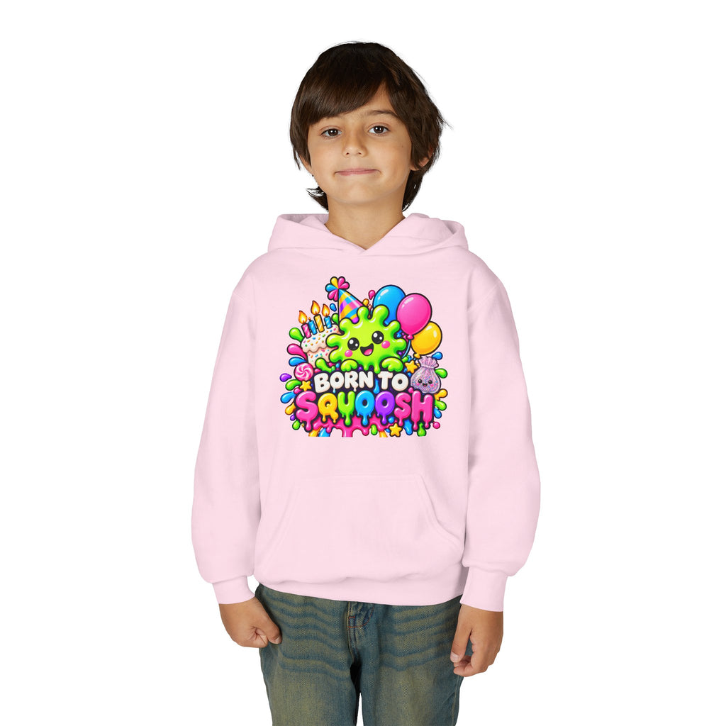 Youth Hoodie — "Born to Squoosh" Cute Slime Graphic