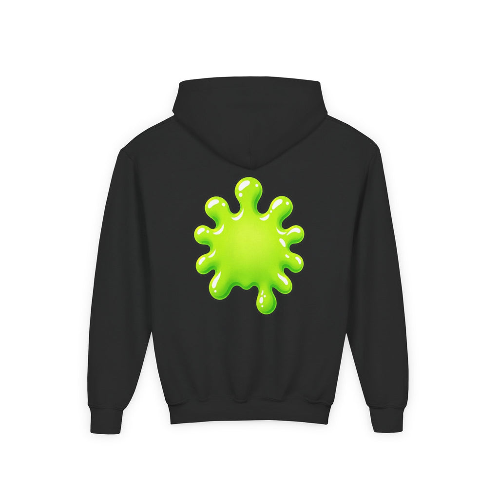 Youth Hoodie — Cute Kawaii Green Slime Splash Graphic