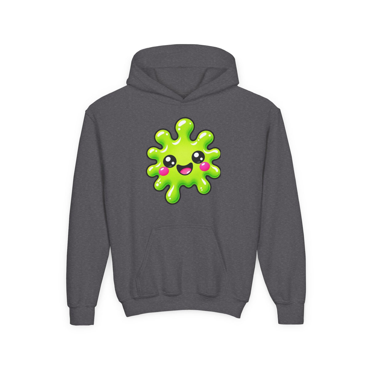 Youth Hoodie — Cute Kawaii Green Slime Splash Graphic