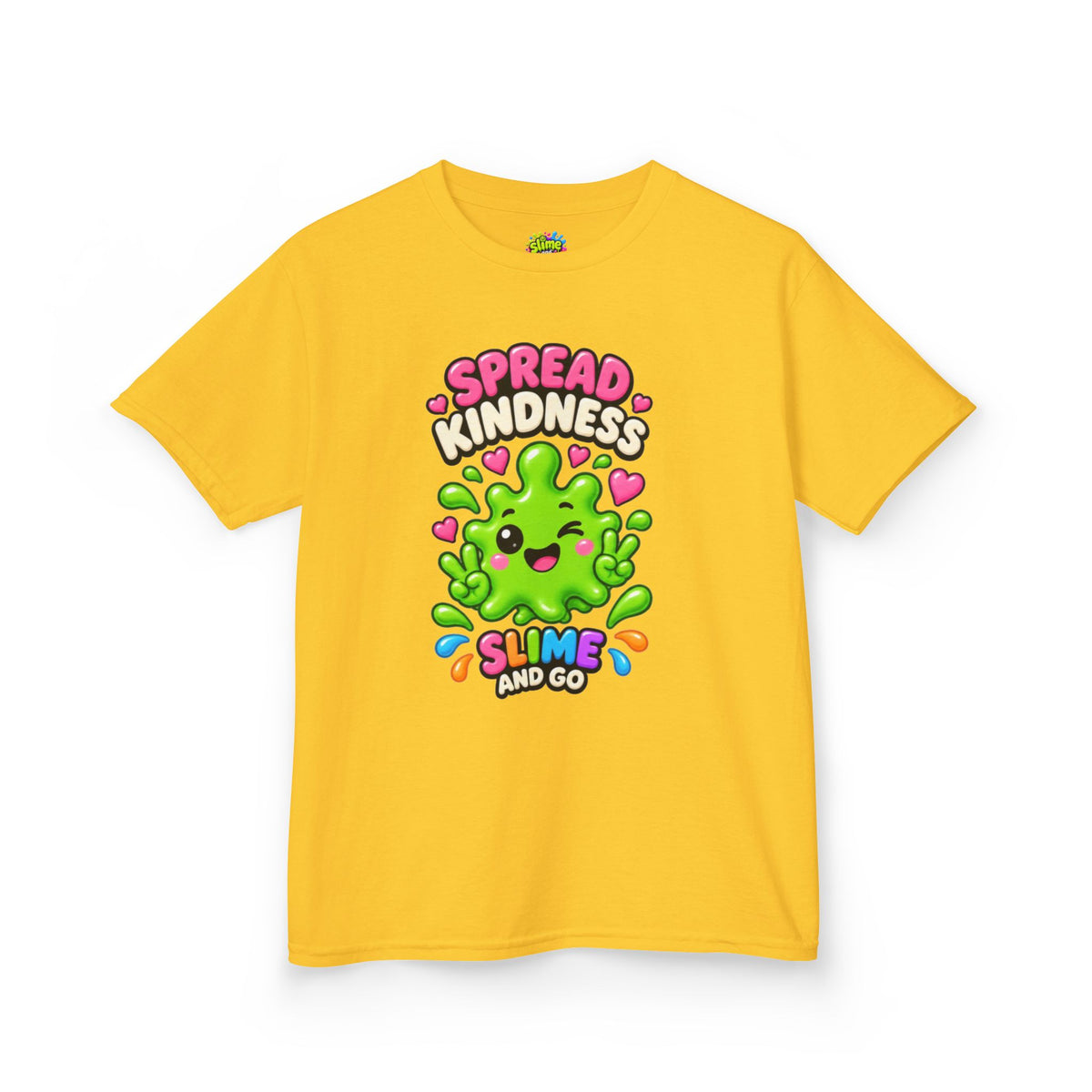 Kids Tee — "Spread Kindness, Slime and Go" Cute Green Slime Graphic