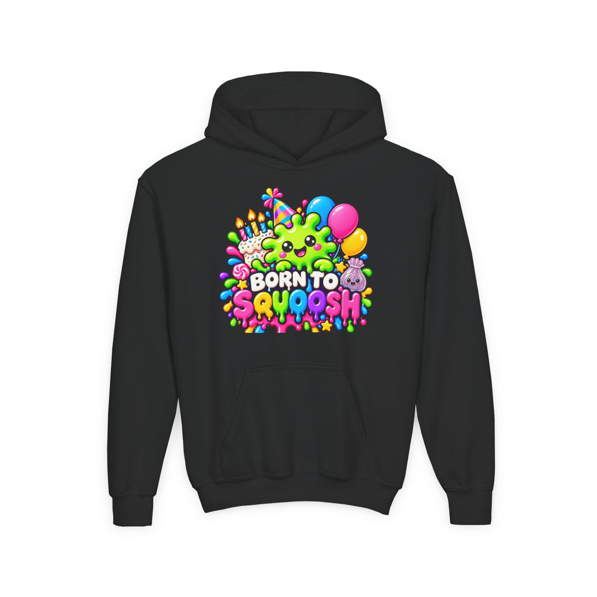 Youth Hoodie — "Born to Squoosh" Cute Slime Graphic