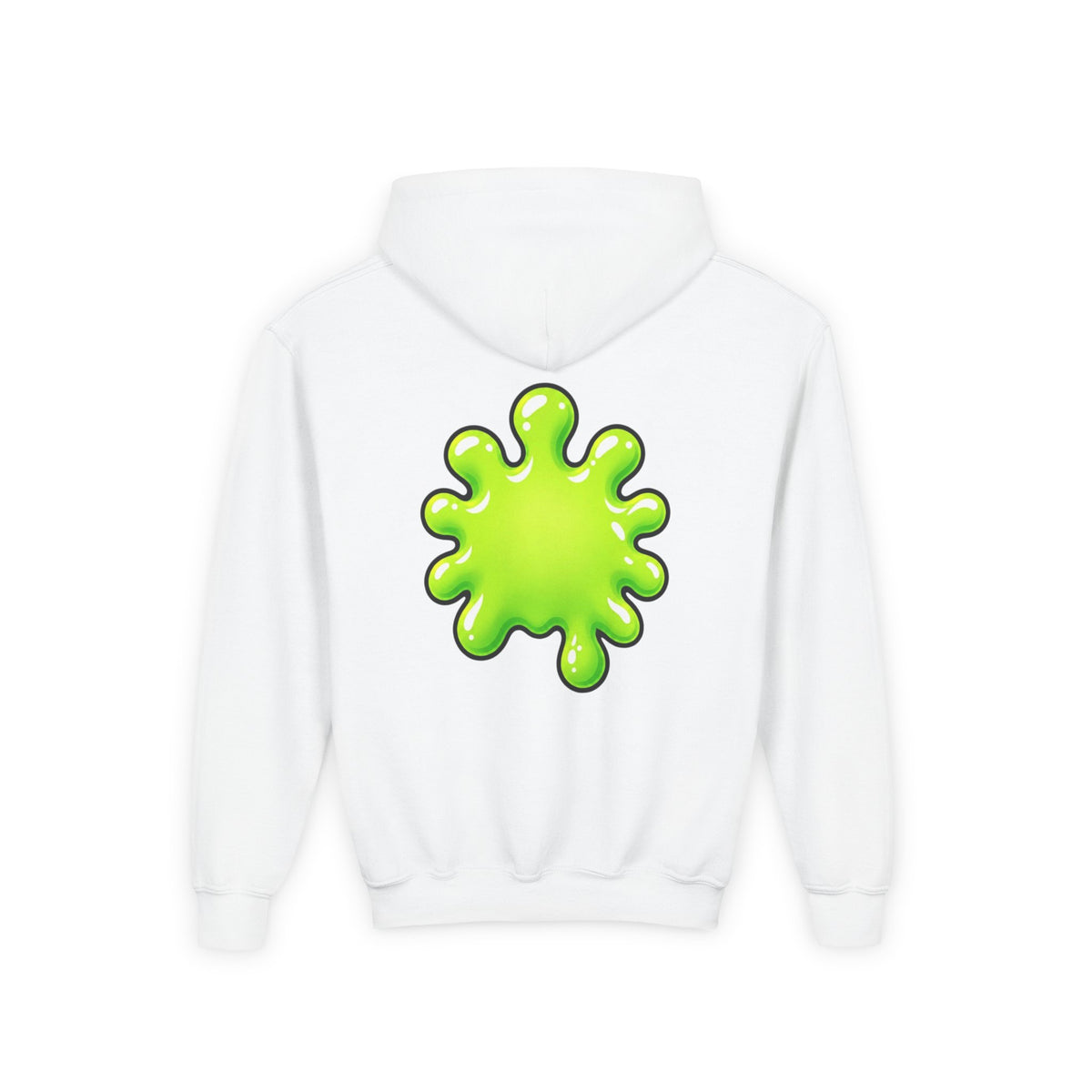 Youth Hoodie — Cute Kawaii Green Slime Splash Graphic