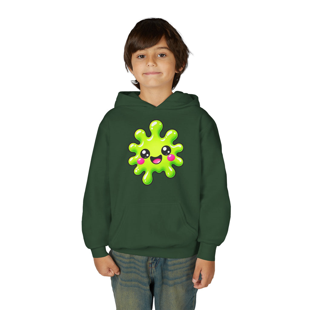 Youth Hoodie — Cute Kawaii Green Slime Splash Graphic