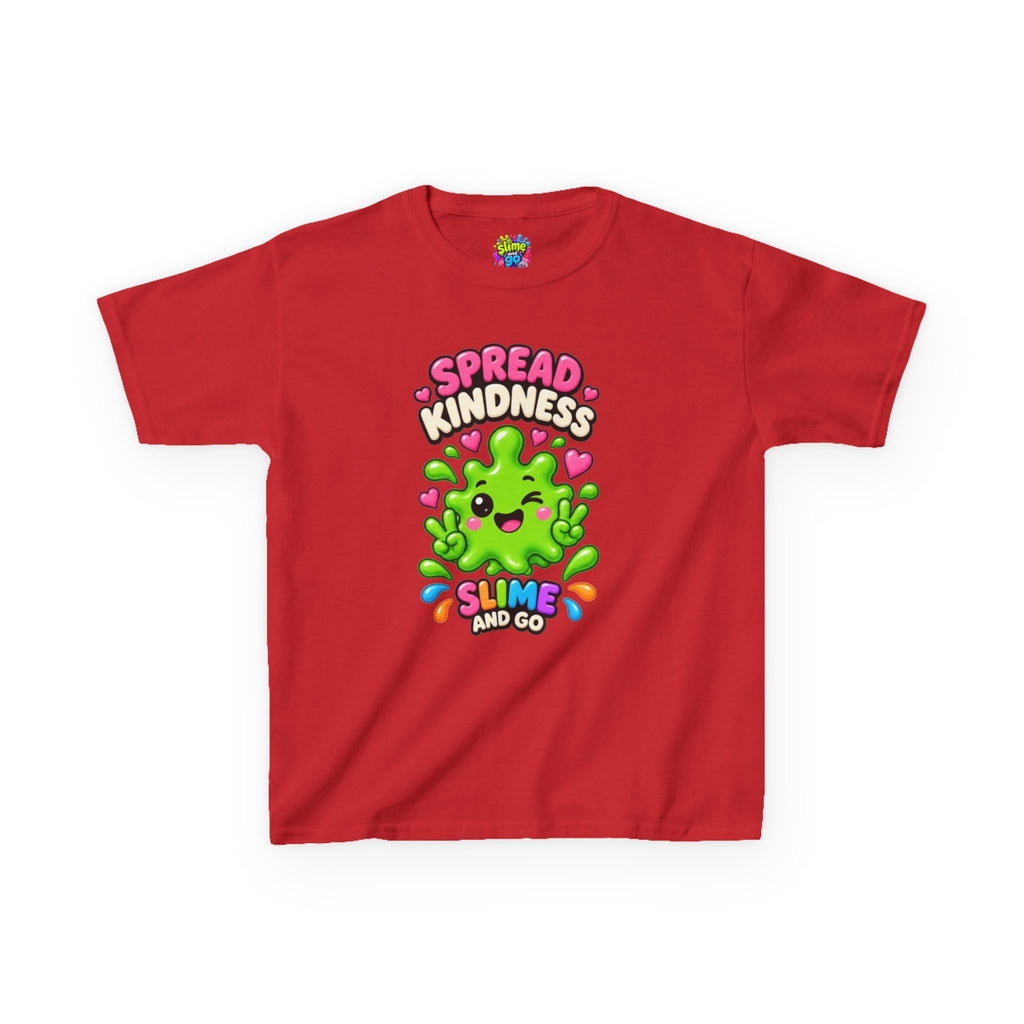 Kids Tee — "Spread Kindness, Slime and Go" Cute Green Slime Graphic