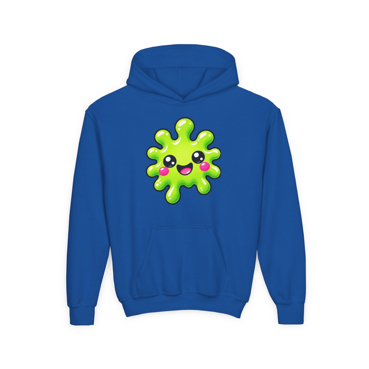 Youth Hoodie — Cute Kawaii Green Slime Splash Graphic