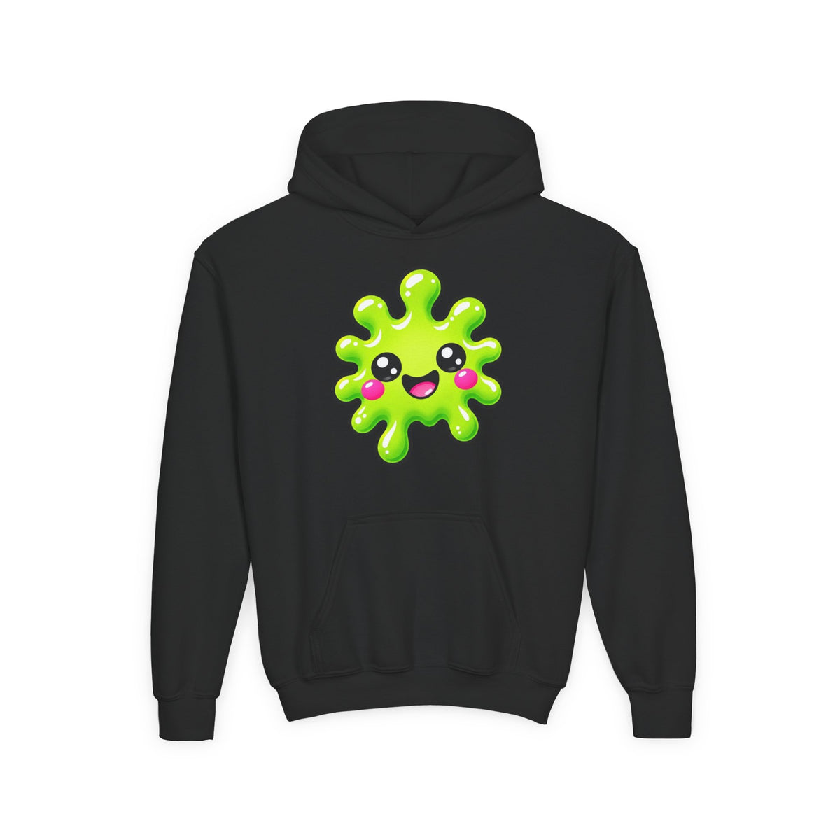 Youth Hoodie — Cute Kawaii Green Slime Splash Graphic