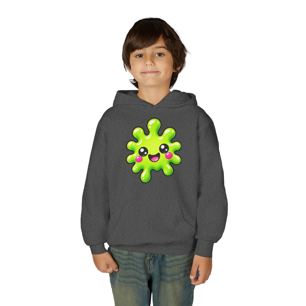 Youth Hoodie — Cute Kawaii Green Slime Splash Graphic