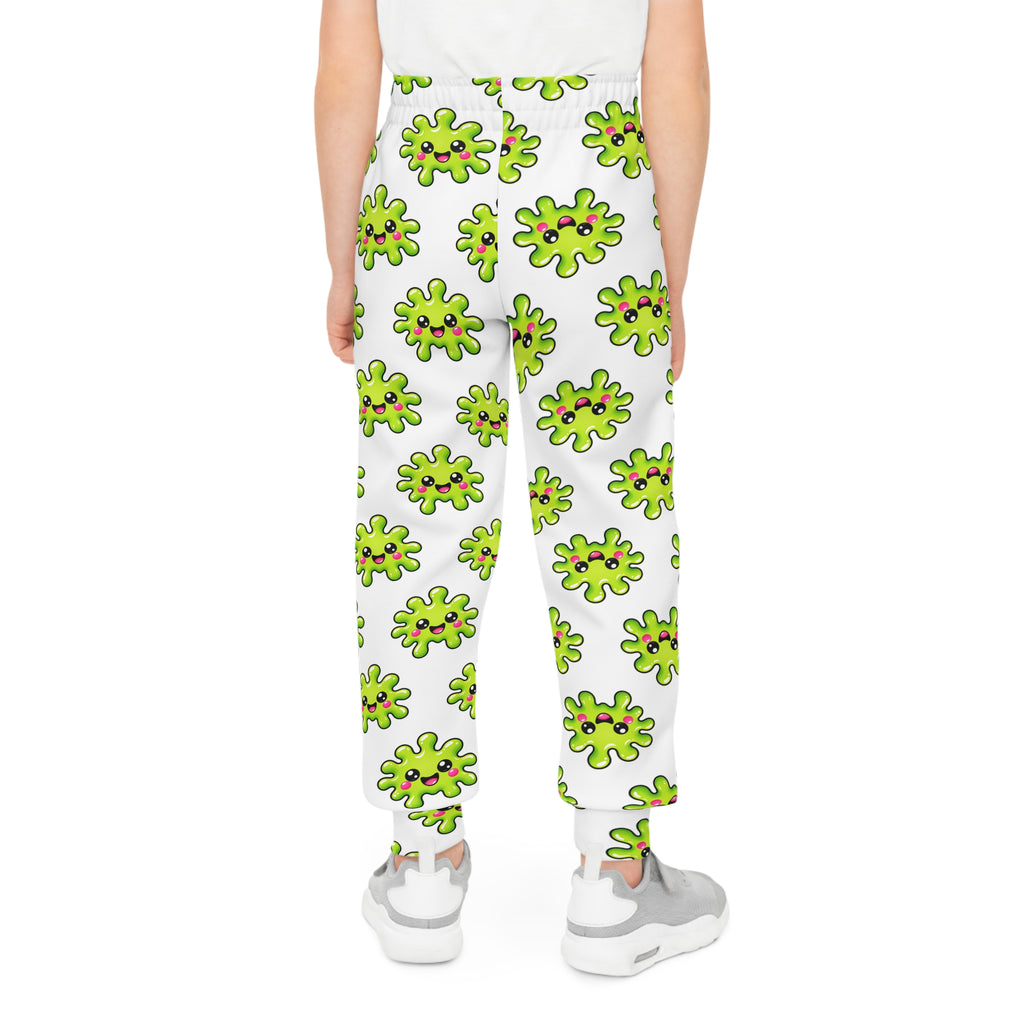 Kids Green Virus Pattern Joggers — Surprise Pockets!