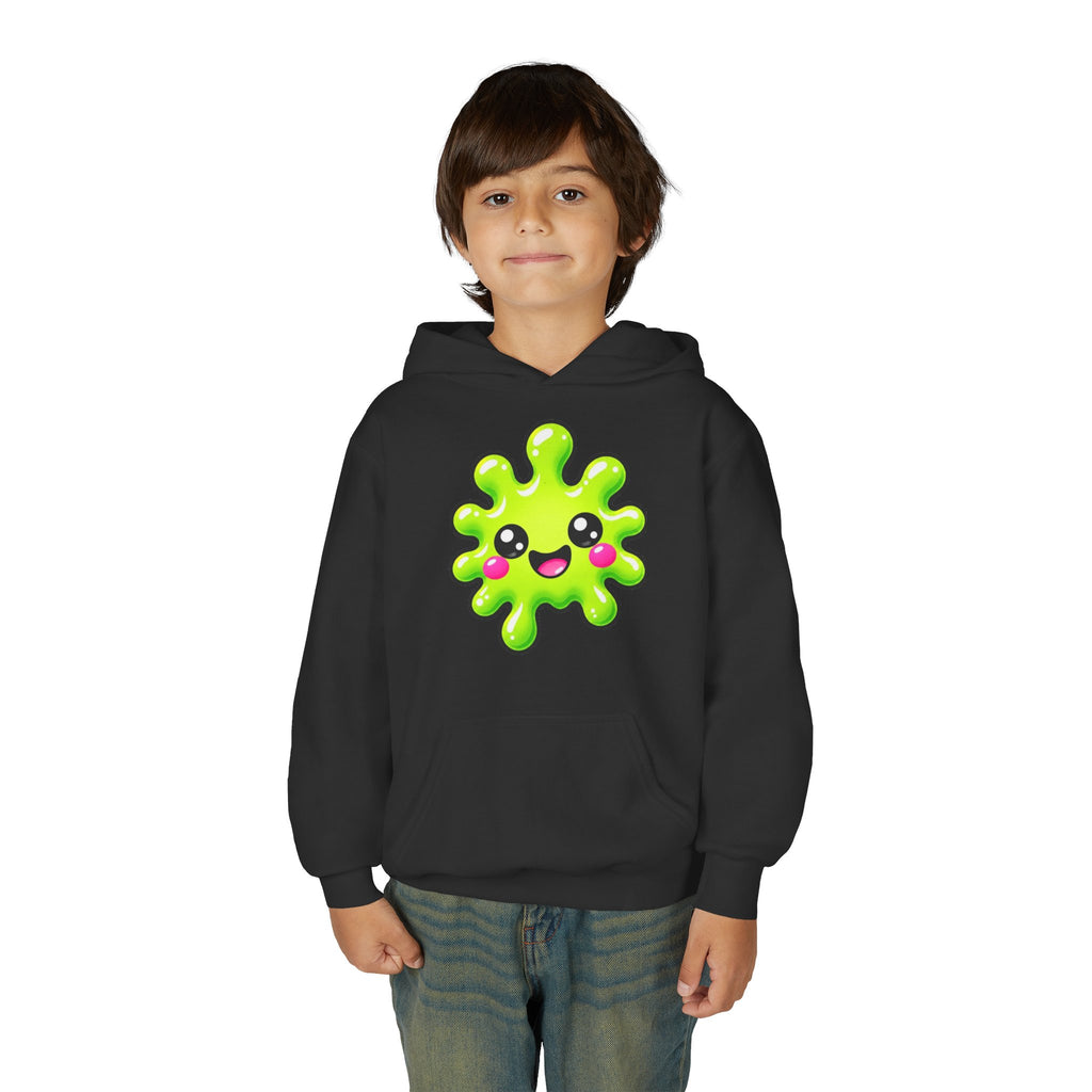 Youth Hoodie — Cute Kawaii Green Slime Splash Graphic