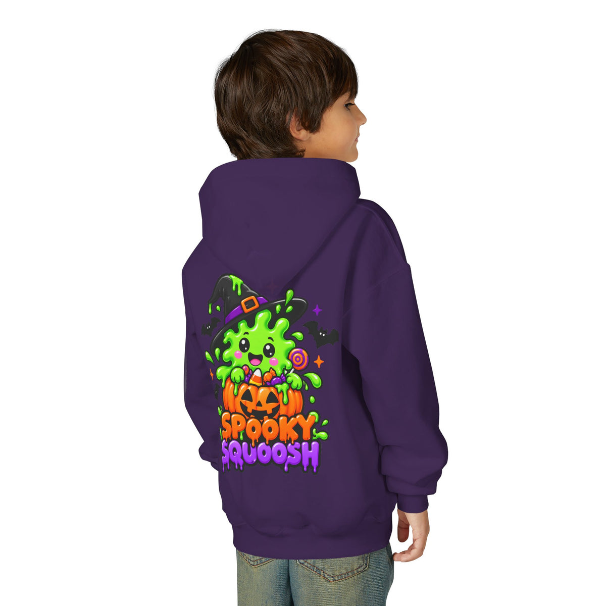 Youth Hoodie — Cute Slime & Spooky Squoosh Halloween Graphic Pullover