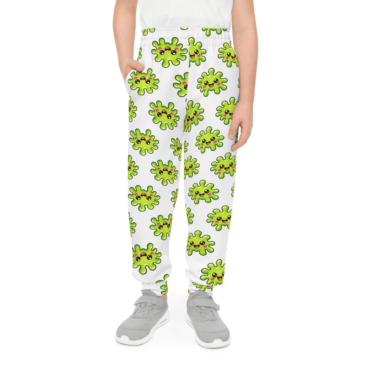 Kids Green Virus Pattern Joggers — Surprise Pockets!