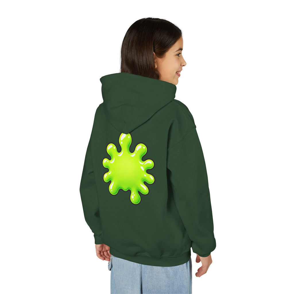 Youth Hoodie — Cute Kawaii Green Slime Splash Graphic
