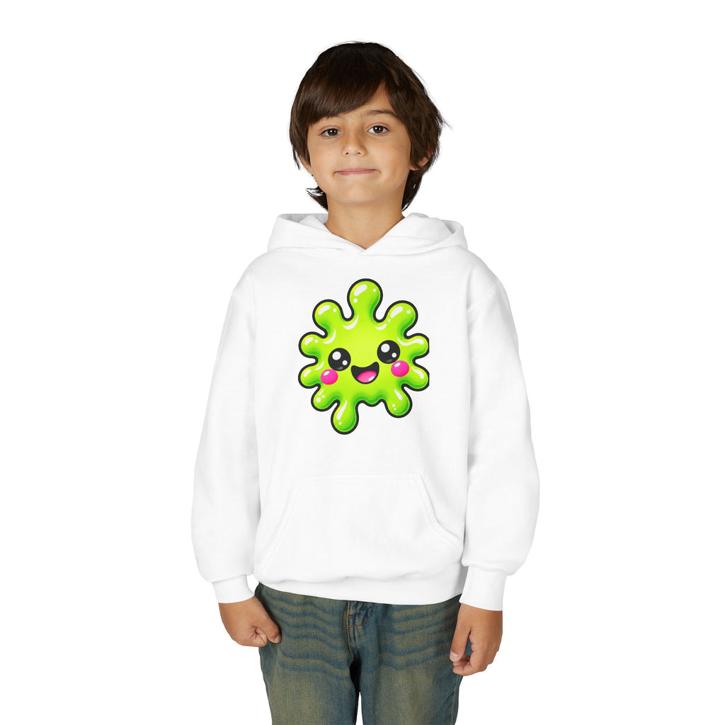Youth Hoodie — Cute Kawaii Green Slime Splash Graphic