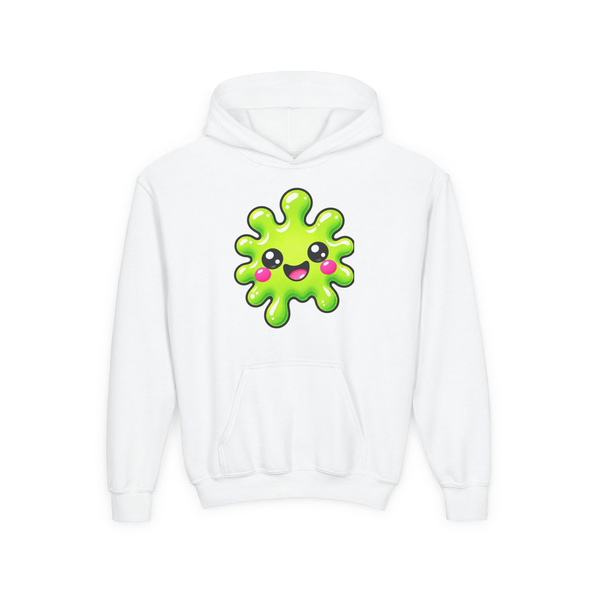 Youth Hoodie — Cute Kawaii Green Slime Splash Graphic