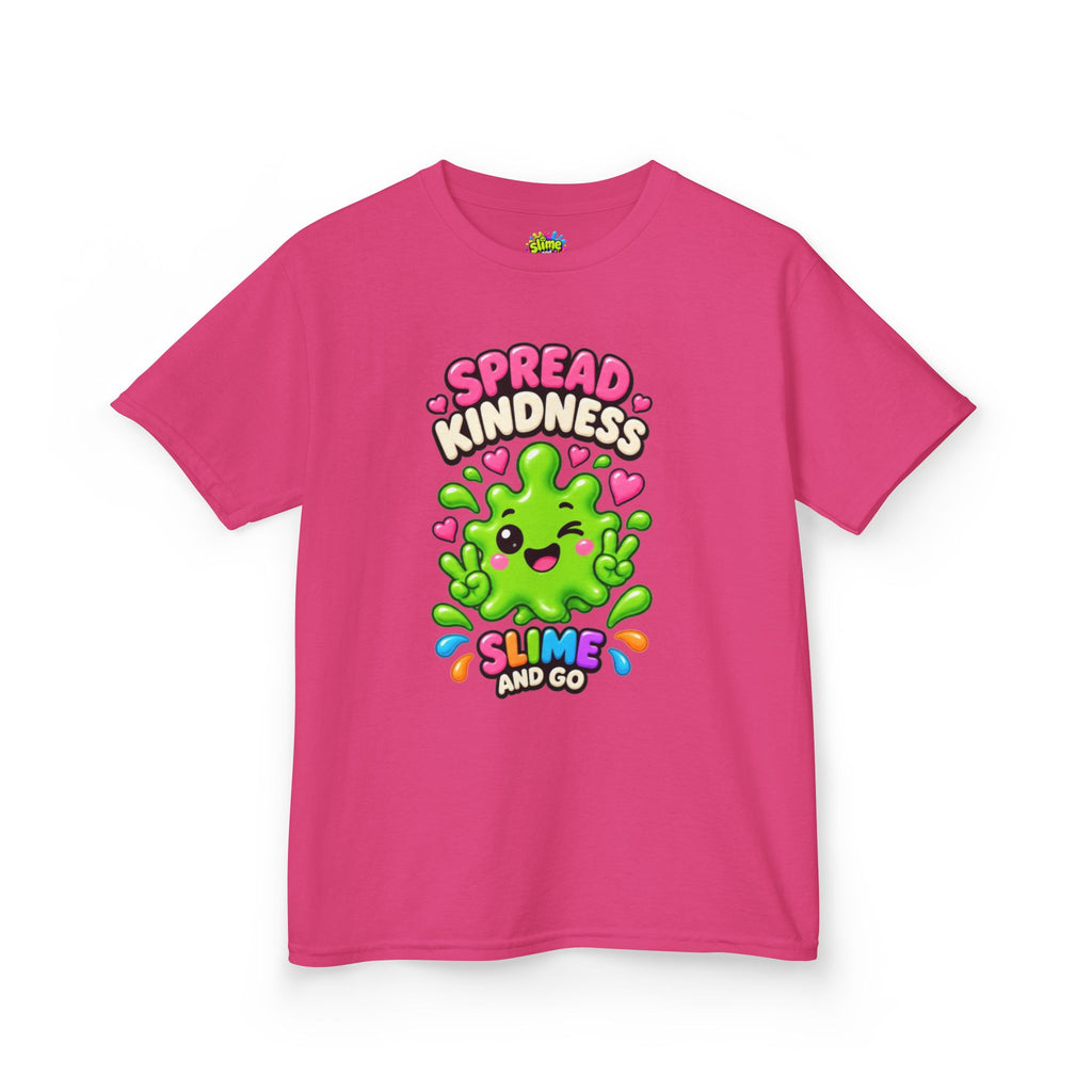 Kids Tee — "Spread Kindness, Slime and Go" Cute Green Slime Graphic
