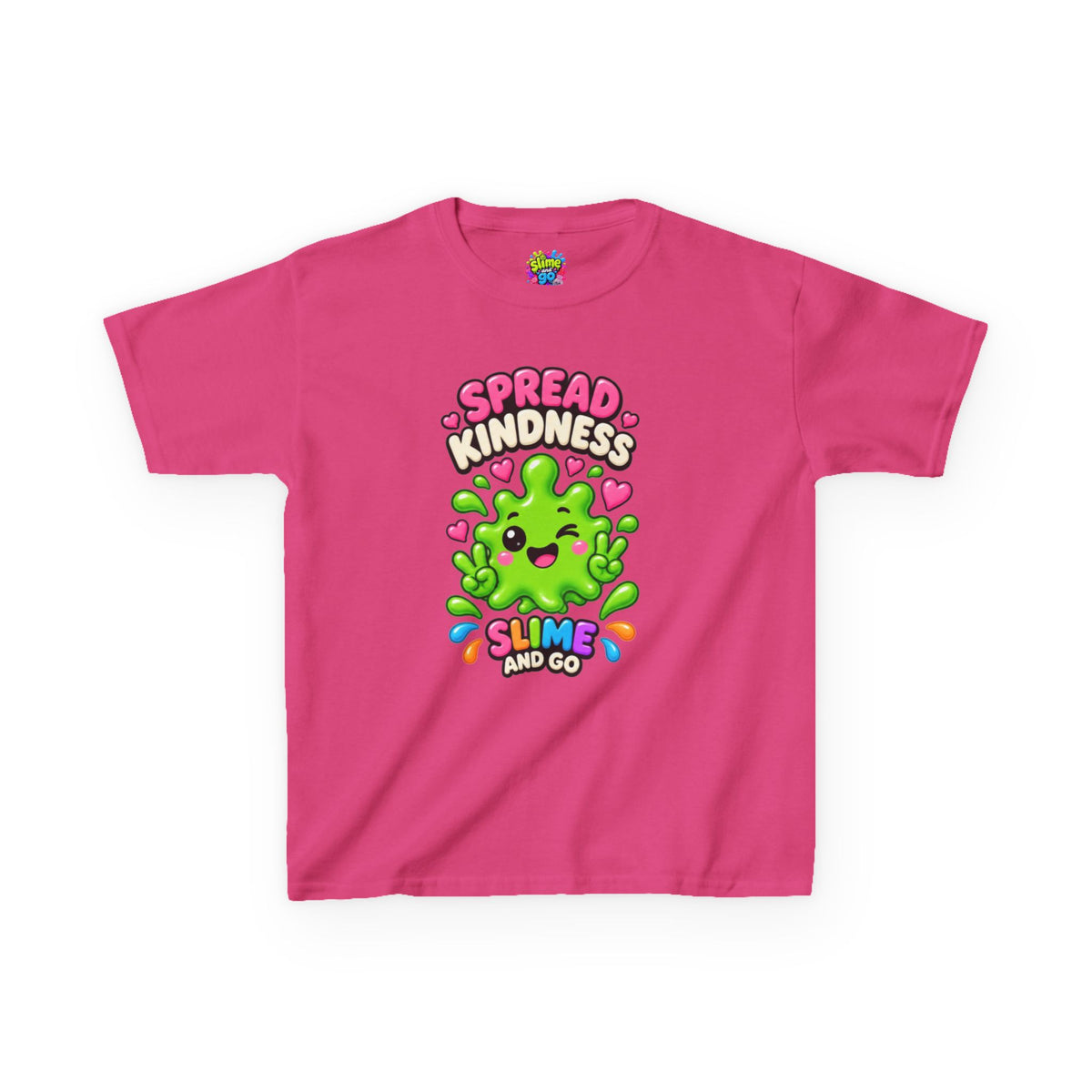 Kids Tee — "Spread Kindness, Slime and Go" Cute Green Slime Graphic
